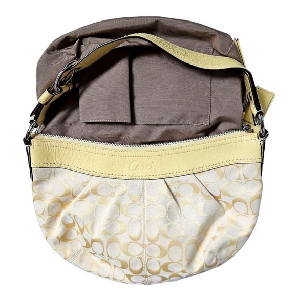 Coach Pleated Hobo Yellow Leather Purse #A1080 – F13040 - Picture 2 of 4